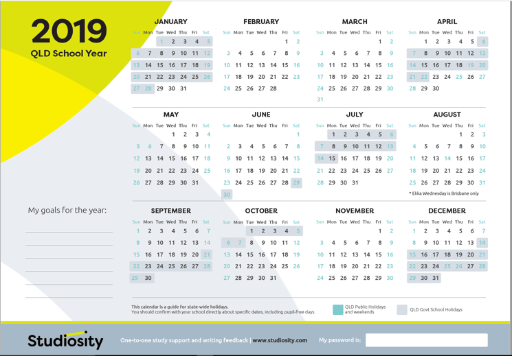 School terms and public holiday dates for QLD in 2019 Studiosity